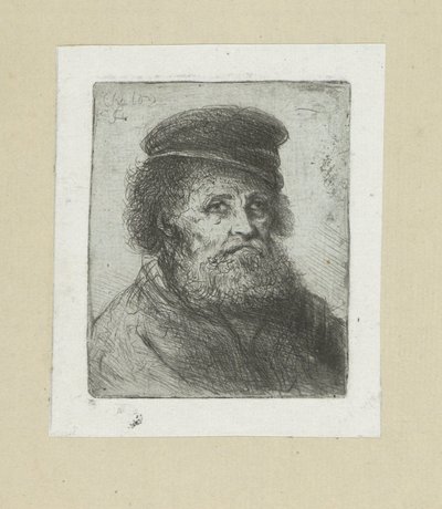 Vieil homme avec barbe et casquette - Jan Chalon