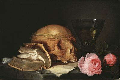 Nature morte de vanité avec un crâne, un livre et des roses, vers 1630 - Jan Davidsz de Heem