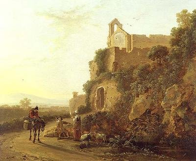 Paysage italianisant avec figures sur un chemin - Jan Dirksz Both