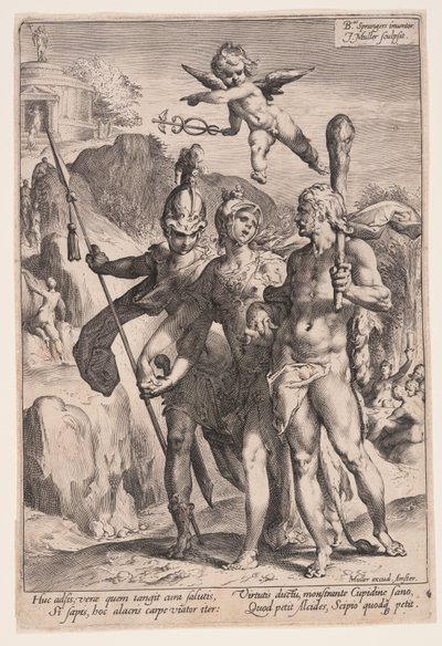Minerve et Cupidon conduisent Hercule et Scipion sur le chemin de la vertu - Jan Harmensz. Muller
