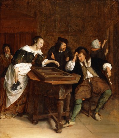 Gentilshommes jouant au backgammon dans un intérieur - Jan Havicksz. Steen