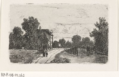 Paysage avec un pont sur un canal - Jan Heppener