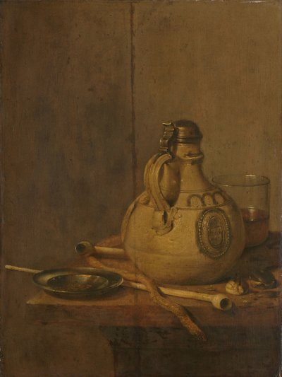 Nature morte avec cruche en grès et pipes - Jan Jansz. Treck