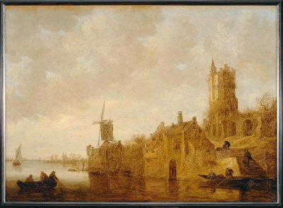 Paysage fluvial avec moulin et chi¢teau en ruines ... - Jan Josephsz van Goyen