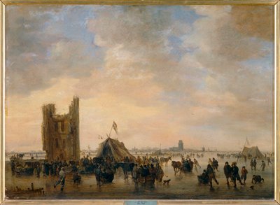 Scène de patinage près des ruines de la Huis te Merwede devant Dordrecht … - Jan Josephsz van Goyen