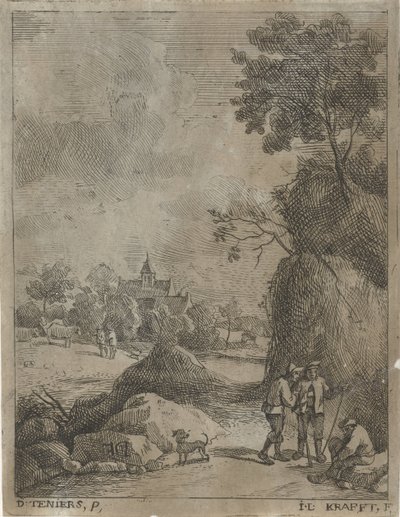 Paysage avec voyageurs et deux bergers - Jan Lauwryn Krafft (I)