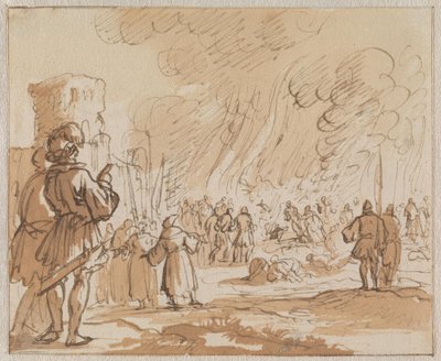 180 cathares ou albigeois sont brûlés vifs aux portes de Minerve en 1210 - Jan Luyken