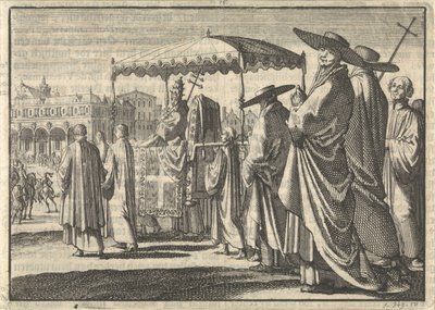 Christian IV, roi du Danemark, déguisé en pape, imitant une procession avec ses courtisans, 1596 - Jan Luyken