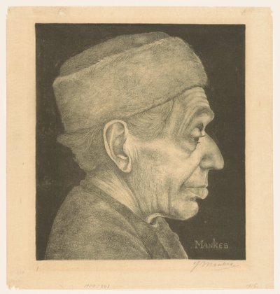 Portrait de Douwe avec bonnet - Jan Mankes (signed by artist)