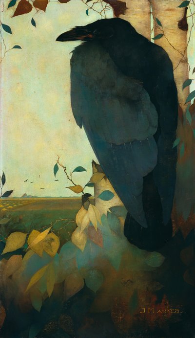 Corbeau sur un bouleau - Jan Mankes