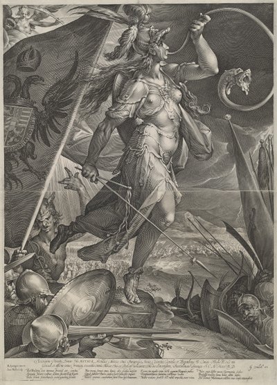 Bellone menant les armées impériales contre les Turcs - Jan Muller after Bartholomaeus Spranger