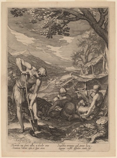 Adam et Ève travaillant - Jan Pietersz Saenredam after Abraham Bloemaert