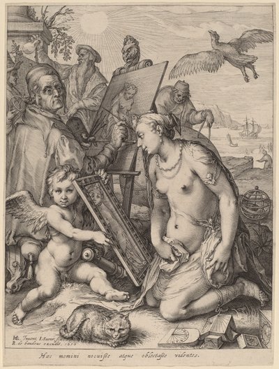 Artiste peignant une femme nue : Allégorie de la perception visuelle - Jan Pietersz Saenredam after Hendrik Goltzius
