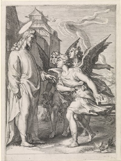Christ avec trois anges (Gelijkenis van het onkruid tussen het graan) - Jan Saenredam (attributed to)