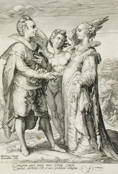 Mariage pour le Plaisir, Planche 1 de La Trilogie du Mariage, vers 1594 - Jan Saenredam