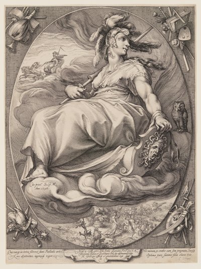 Pallas Athéna, tirée de Trois déesses assises dans les nuages - Jan Saenredam