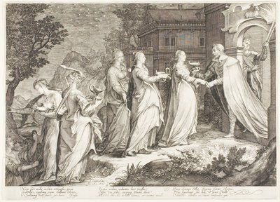 Plaque Quatre, des Cinq Vierges Sages et Cinq Vierges Folles - Jan Saenredam