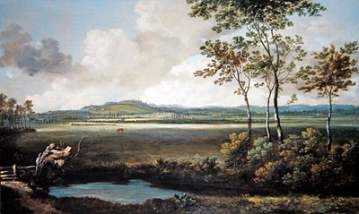 Paysage étendu avec un ruisseau et des chevaux paissant - Jan Siberechts
