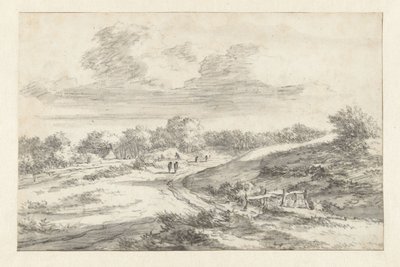 Paysage de dunes avec des figures le long d