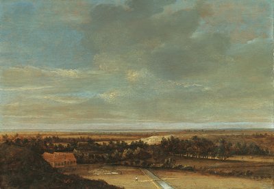 Paysage de dunes avec une ferme et un terrain de blanchiment - Jan Vermeer van Haarlem