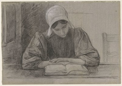 Fille lisant avec bonnet - Jan Veth