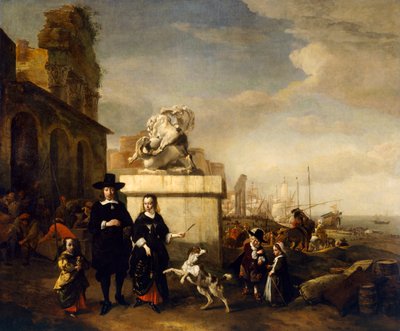 Le peintre et sa famille avec des ruines romaines - Jan Baptist Weenix