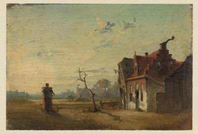 Paysage avec maison paysanne et pompe à eau - Jan Weissenbruch