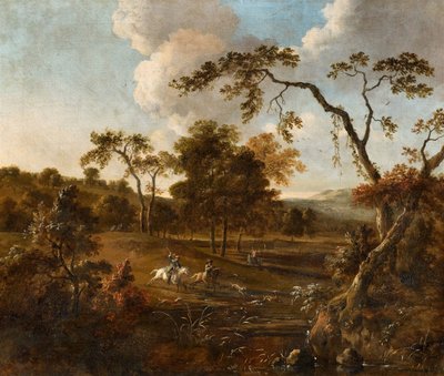 Paysage avec collines et chasse au cerf - Jan Wijnants