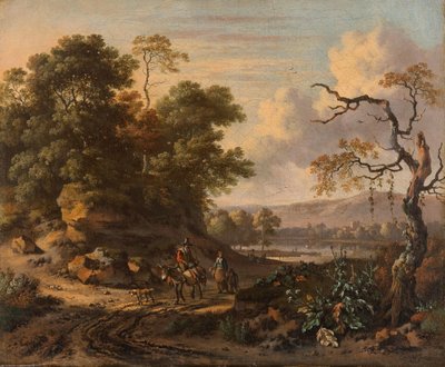 Paysage avec un homme chevauchant un âne - Jan Wijnants