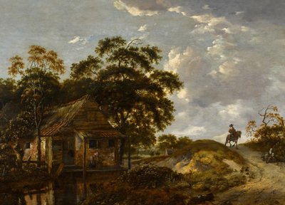 Paysage avec un chalet au bord d