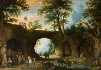 Jan Wildens - Lieu de pèlerinage dans un paysage rocheux - Jan Wildens