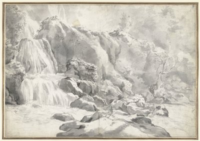 Vue de la cascade à Tivoli avec un dessinateur - Jan Worst (attributed to)