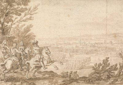 Commandant avec aides à cheval dirigeant une bataille - Jan Wyck