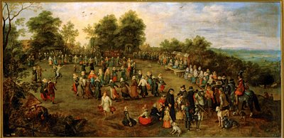 Danse folklorique devant les archiducs ... (peinture sur toile) - Jan the Elder Brueghel