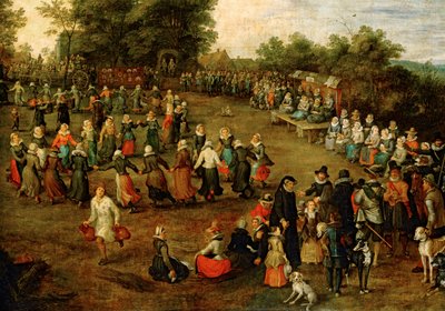 Danse folklorique devant les archiducs ... (peinture sur toile) - Jan the Elder Brueghel