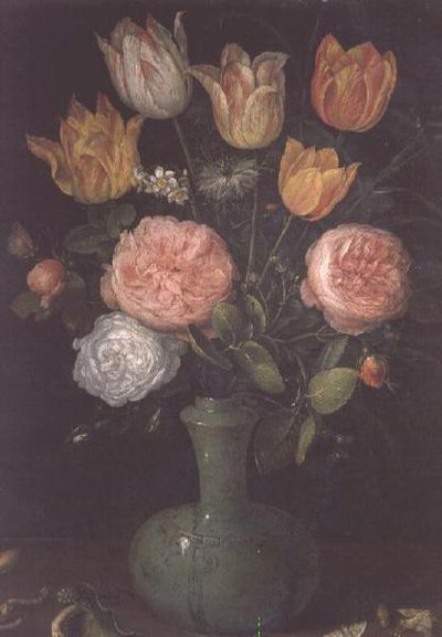 Vase de fleurs avec diamants sur la table - Jan the Elder Brueghel