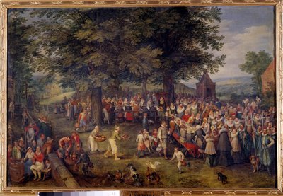 Banquet de mariage Scène de dîner de mariage dans un village - Jan the Elder Brueghel