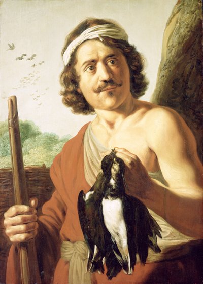 Air et jeunesse : Chasseur avec mousquet et oiseaux tués - Jan the Elder Lievens