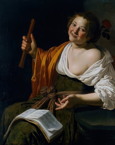 Fille avec flûte - Jan van Bijlert