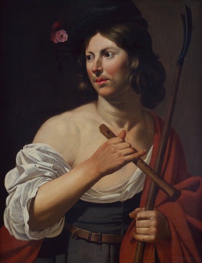 Jeune berger tenant une houlette et une flûte - Jan van Bijlert or Bylert