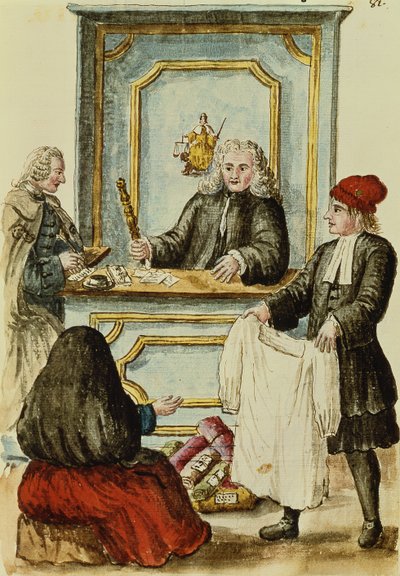 Une vente aux enchères - Jan van Grevenbroeck