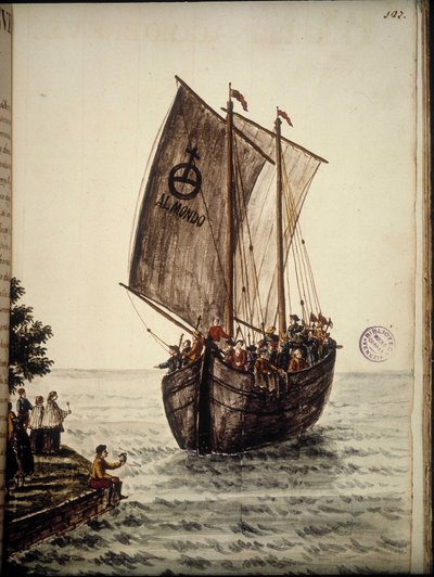 Bateau des pèlerins. Dessin à l