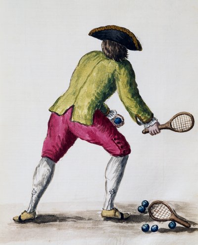 Homme jouant avec raquette et balles, du Livre illustré des costumes vénitiens, Italie - Jan van Grevenbroeck
