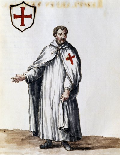 Chevalier templier, illustration des Costumes des Vénitiens de presque tous les âges, soigneusement collectés et peints au XVIIIe siècle, Giovanni di Grevembroch (1731-1807) - Jan van Grevenbroeck