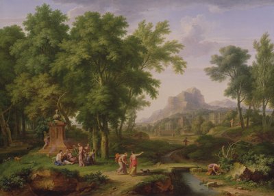 Paysage arcadien avec un buste de Flora, 1724-25 (paire à 68872) - Jan van Huysum