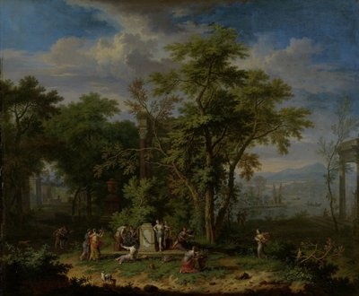 Paysage arcadien avec un sacrifice cérémonial - Jan van Huysum