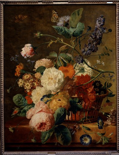 Panier de fleurs avec papillons - Jan van Huysum