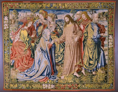 Tapisserie flamande. Série Le Ciel de Charles V. Le Christ dit adieu à sa Mère. Dessinateur Jan van Coninxloo. Manufacture de Julien Portois, Malines. Vers 1521. - Jan van II Coninxloo