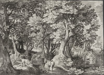 Paysage avec le prophète désobéissant dévoré par un lion - Jan van Londerseel