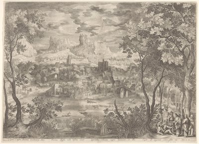 Paysage avec le Christ chassant un démon chez un homme muet - Jan van Londerseel